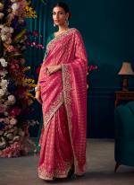 Pure Banarasi Kanjivaram Pink Wedding Wear Sequins Work Saree